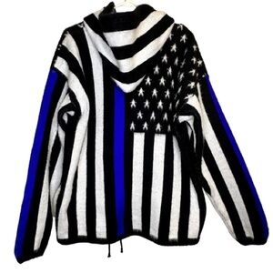 TEJIDOS RUMINAHUI Women Multicolor Handmade Zip up 100% Wool Hoodie Sweater Sz L